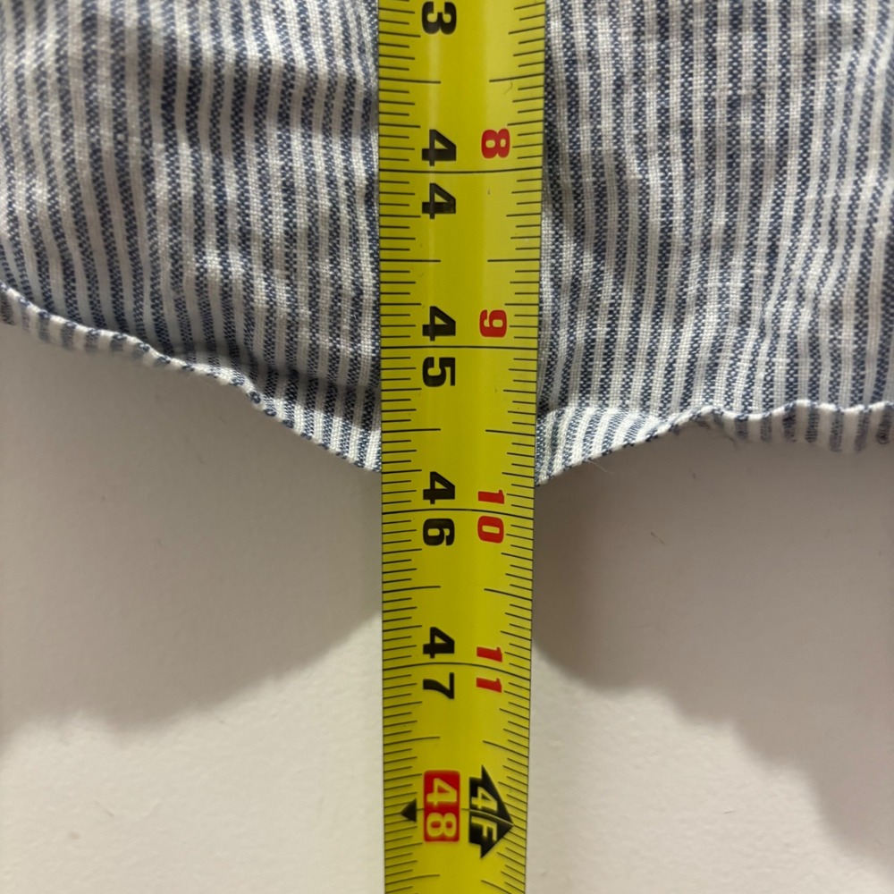 Quince Linen Striped Midi Dress Blue White Smocked Back XS - Picture 5 of 6